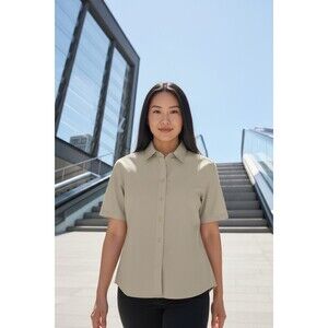 Port Authority Ladies Short Sleeve Value Cotton Twill Button Down Shirt New XS